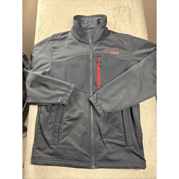 Columbia Other - Columbia Titanium Jacket Mens Med Black/Red Fleece Full Zip Interchange Coat EUC